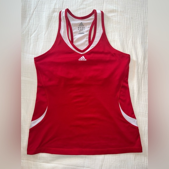 adidas Tops - Adidas Red & White ATS Cool Racerback Tank Top | Size L